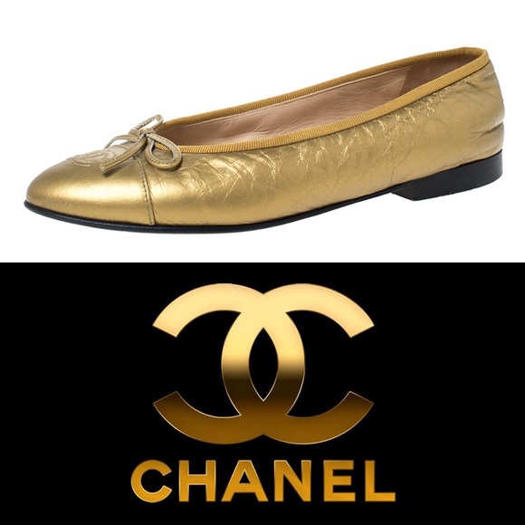 CHANEL Shoes - CHANEL • Vintage Gold Ballet Flats • Timeless!